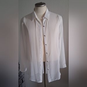 New Kenneth Cole White Sheer Blouse